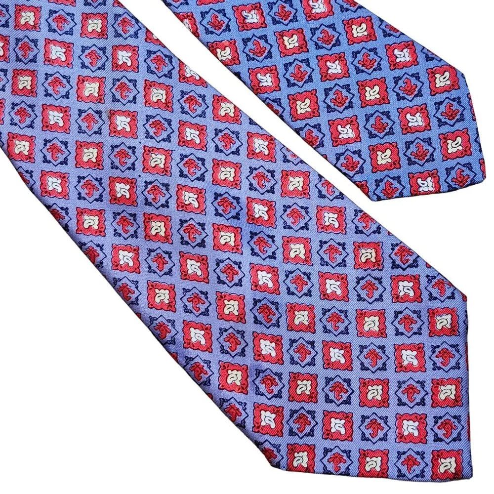 50s 60s Vintage Hollyvogue M Civello Tailor Silk Tie Geometric Pattern